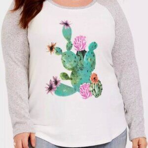 Torrid White Desert Cactus Raglan Long Sleeve Top Sz 3 NWT